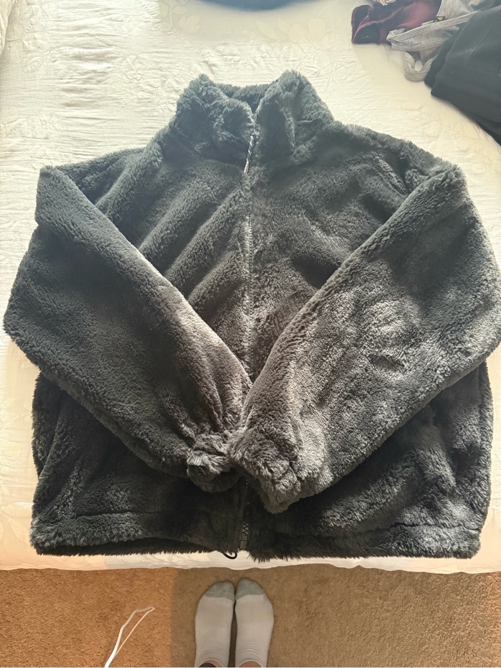 Urban Outfitters Black Plush Full-Zip Jacket